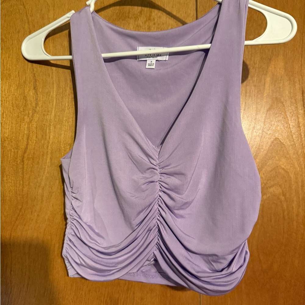 Lavender Sleeveless Ruched Top